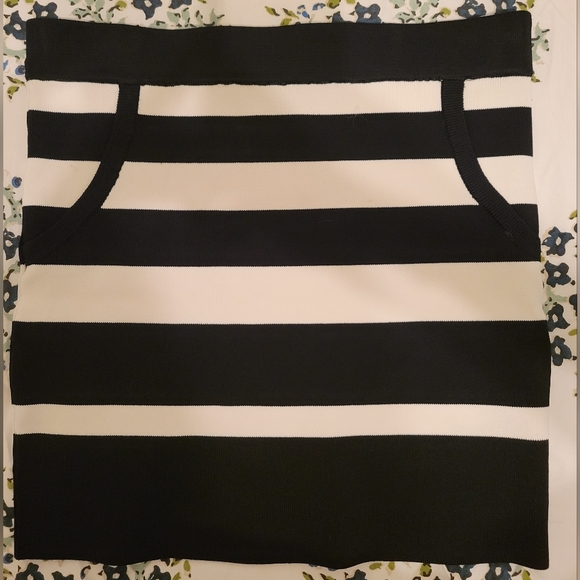 bebe Dresses & Skirts - Bebe black and white striped mini skirt
